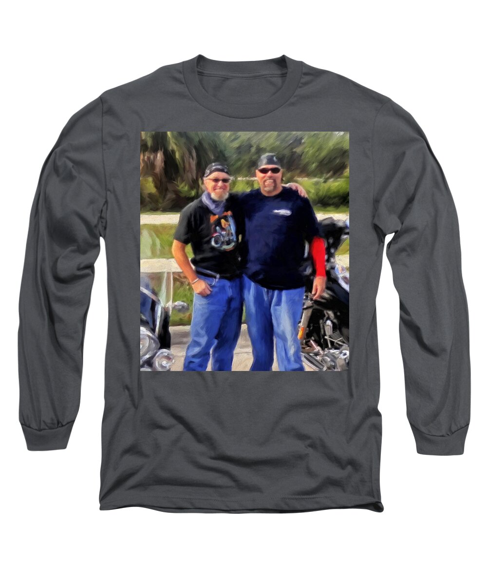 Brothers Long Sleeve T-Shirt featuring the painting Me n' Bro by Michael Pickett