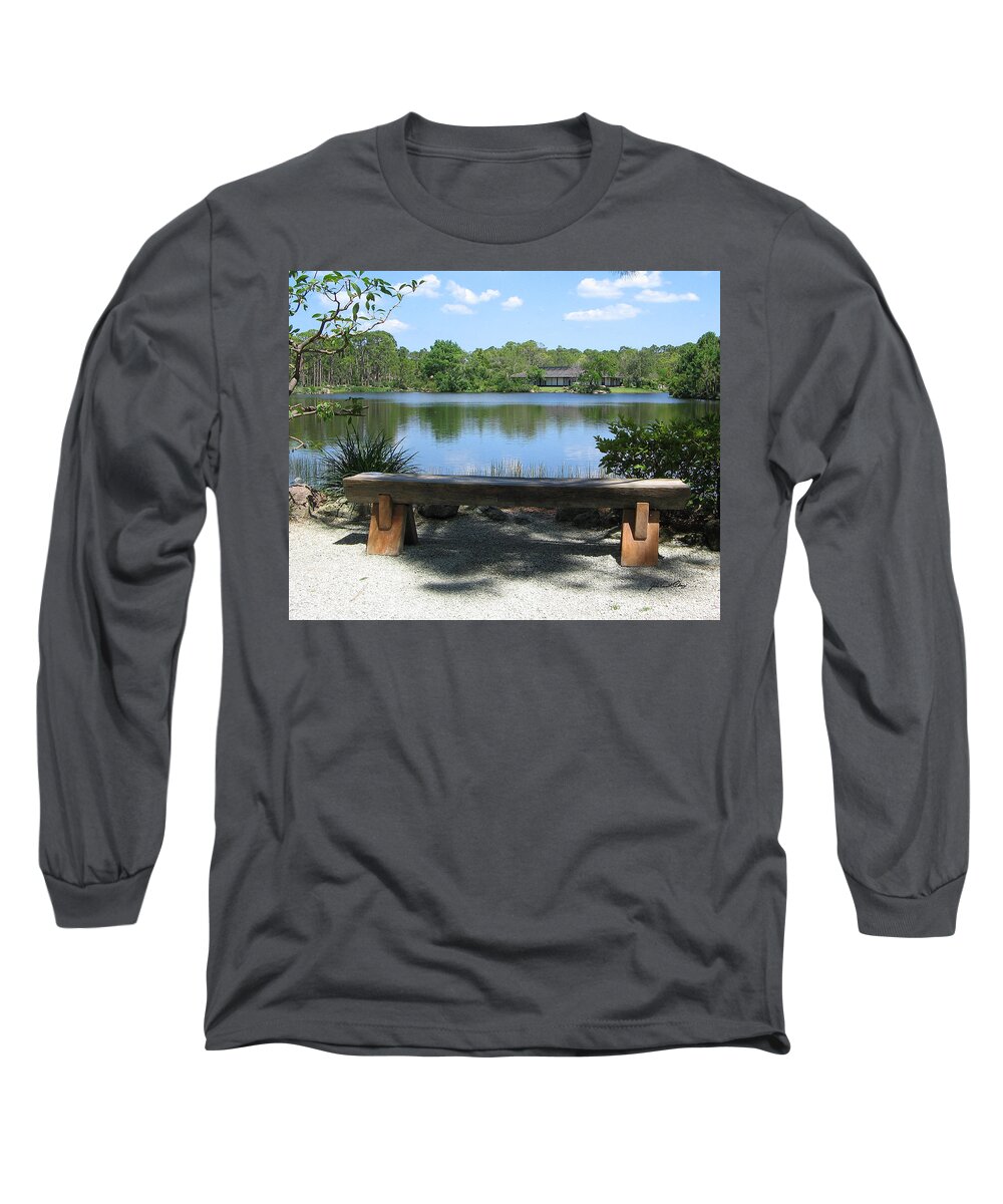 Florida Long Sleeve T-Shirt featuring the digital art Meditation Bench by John Vincent Palozzi
