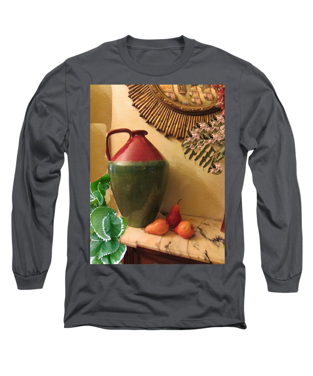 Still Life Long Sleeve T-Shirt featuring the painting Mediterranean Juicy Snack by Dody Rogers
