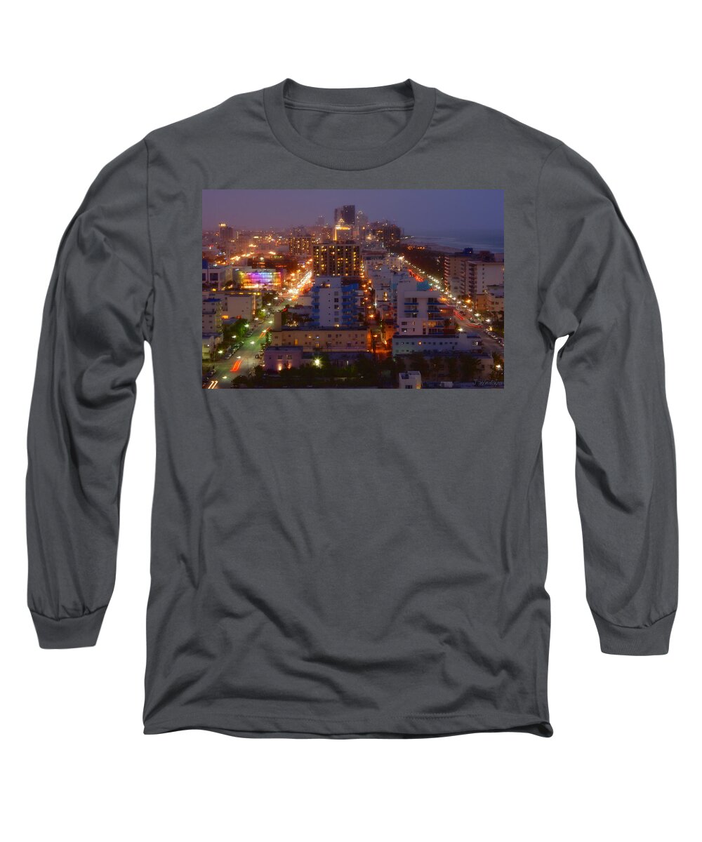 Miami Beach Long Sleeve T-Shirt featuring the photograph Miami South Beach Nights by Joseph Hedaya