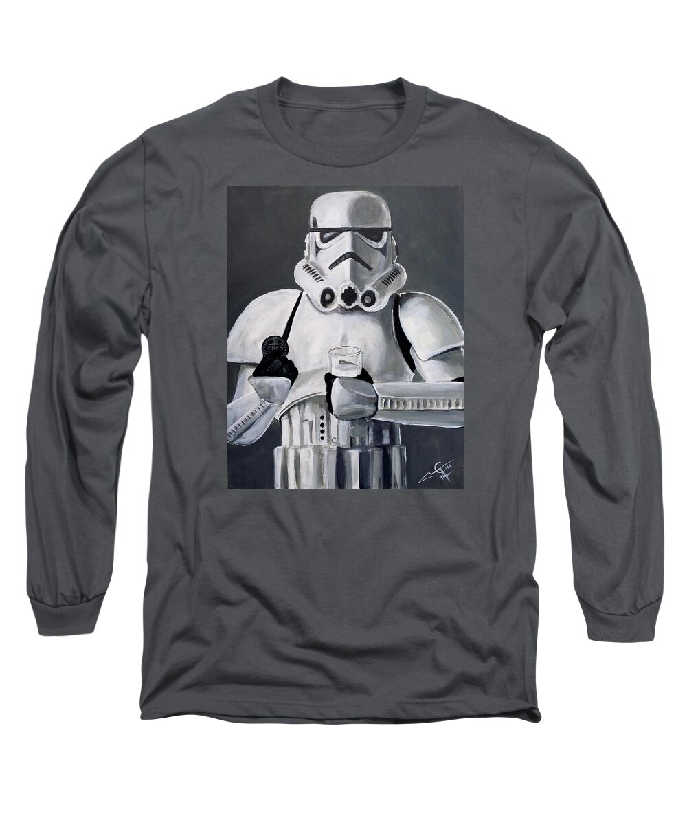 Stormtrooper Long Sleeve T-Shirt featuring the painting Milk and Cookies by Tom Carlton