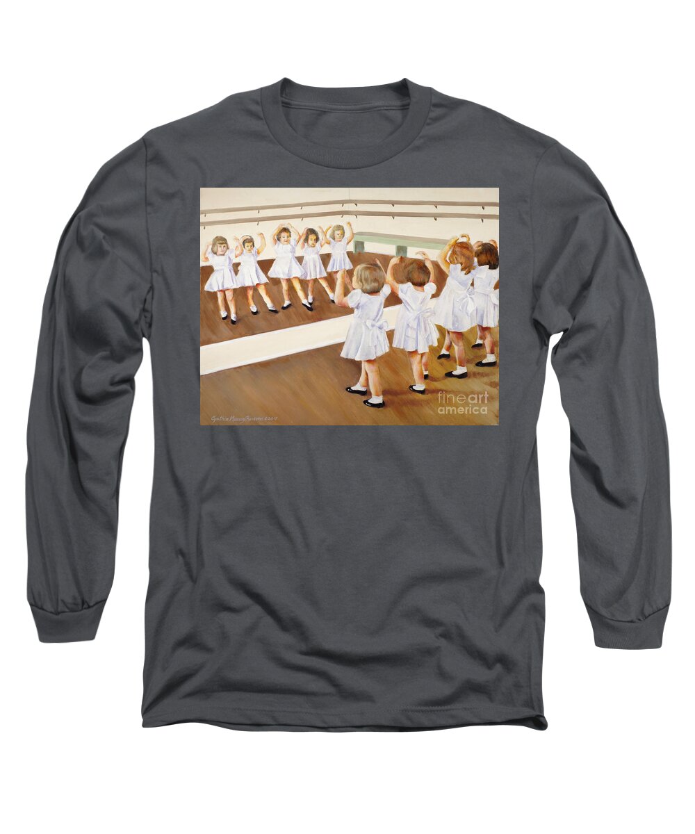 Ballerina Long Sleeve T-Shirt featuring the painting Miss Lum's Ballet Class by Cynthia Parsons