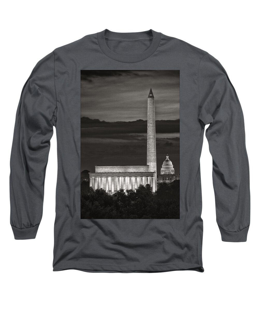 Washington Long Sleeve T-Shirt featuring the photograph Monuments by Robert Fawcett