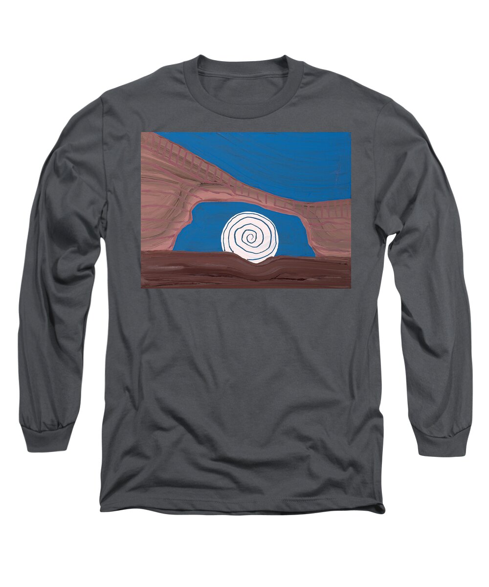 Painting Long Sleeve T-Shirt featuring the painting Moonscape original painting by Sol Luckman