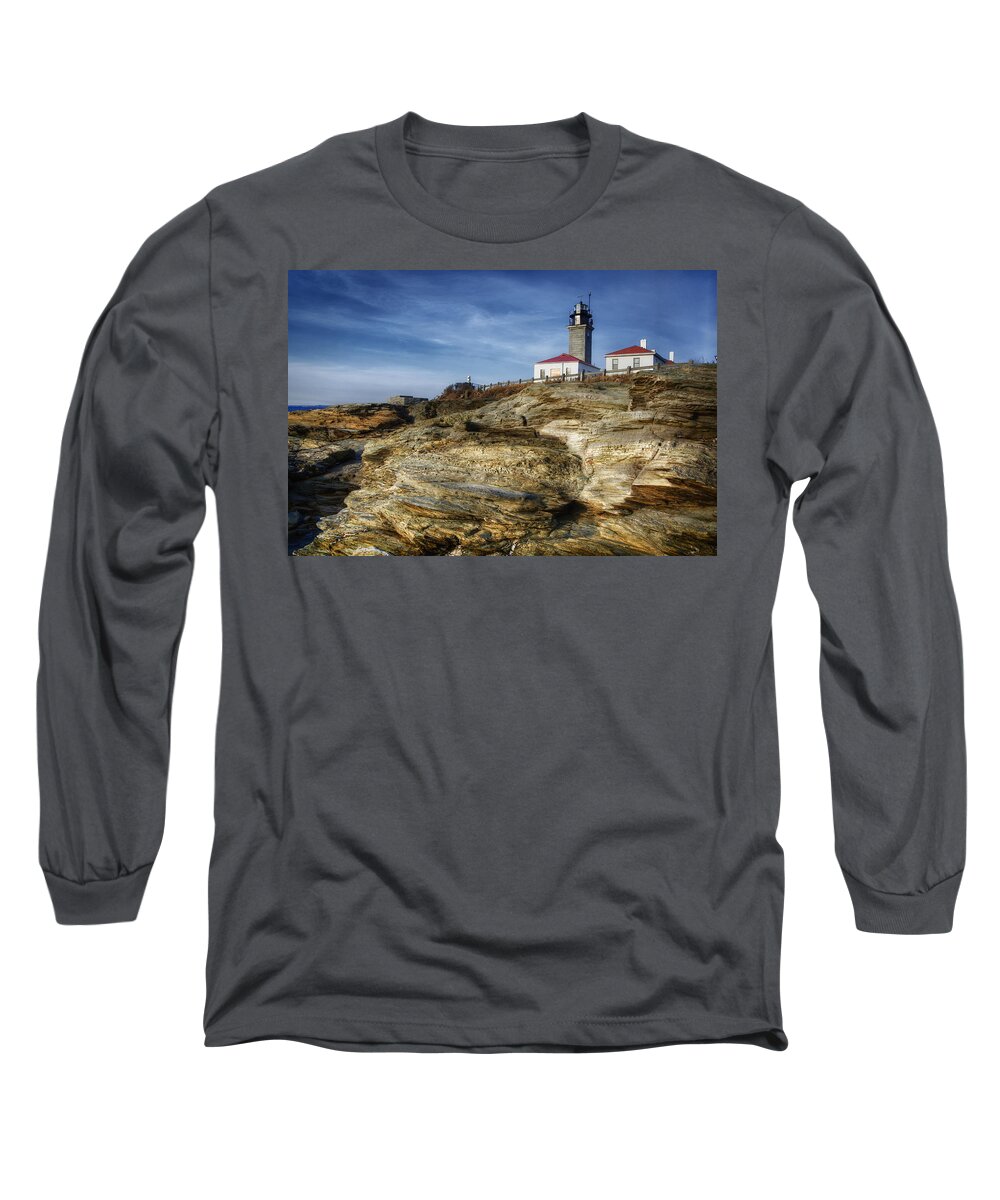 Joan Carroll Long Sleeve T-Shirt featuring the photograph Morning at Beavertail Lighthouse by Joan Carroll