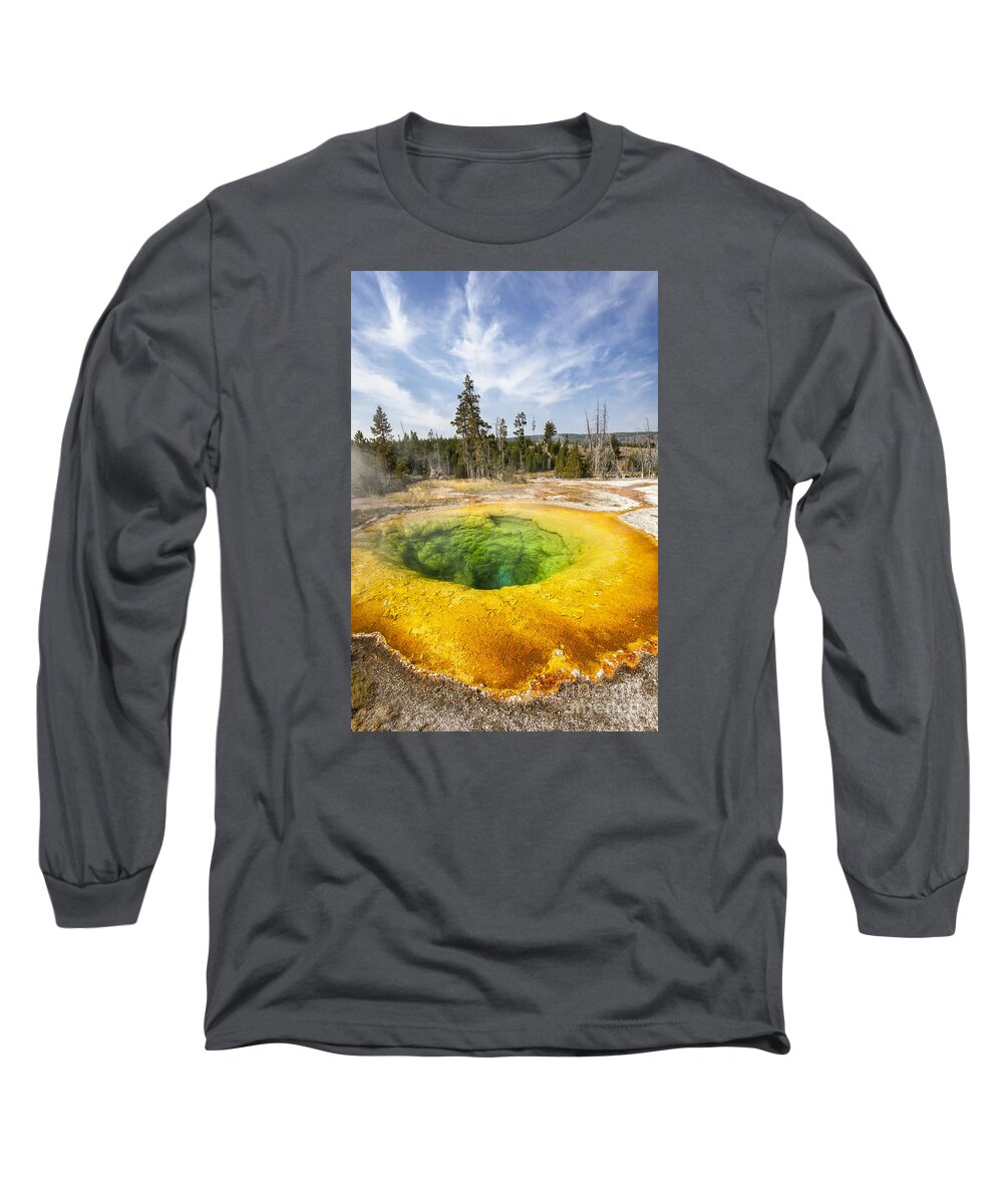 Yellowstone National Park Long Sleeve T-Shirt featuring the photograph Morning Glory Pool in Yellowstone National Park by Bryan Mullennix