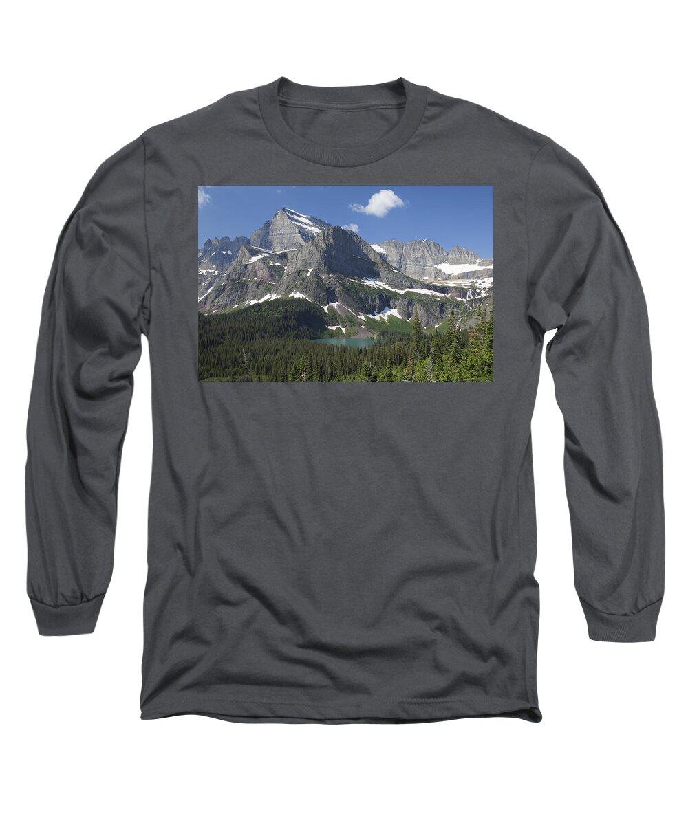  Glacier Long Sleeve T-Shirt featuring the photograph Mt. Grinnell by Brian Kamprath