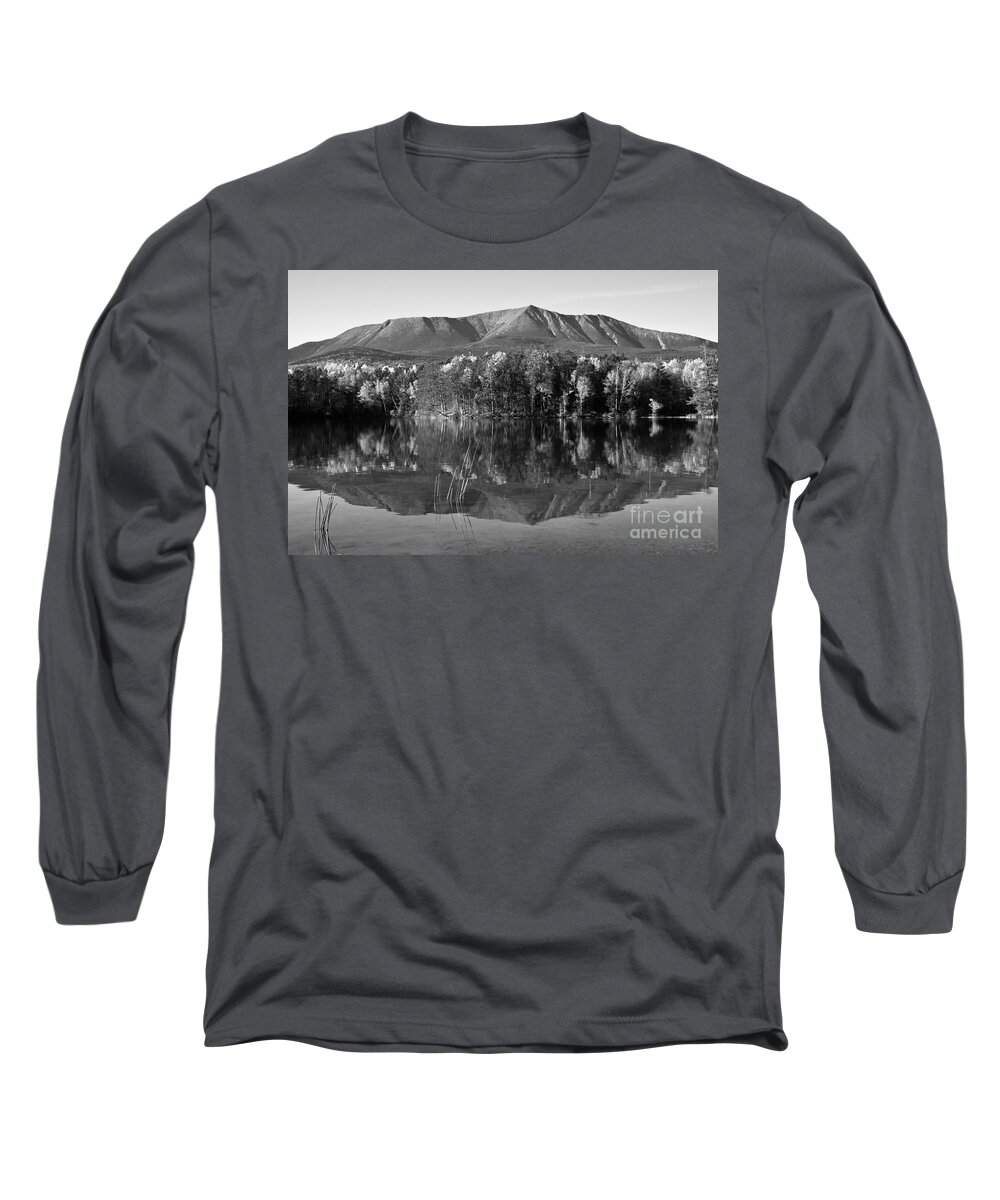 Mt. Katahdin Long Sleeve T-Shirt featuring the photograph Mt Katahdin Black and White by Glenn Gordon