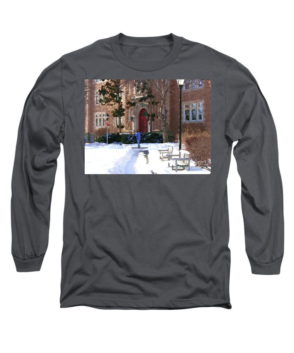 Muhlenberg College Long Sleeve T-Shirt featuring the photograph Abstract - Red Door of Ettinger by Jacqueline M Lewis