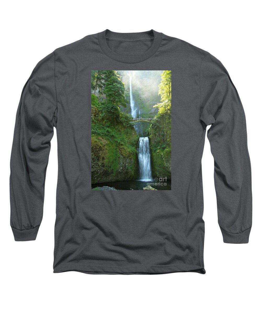 Multnomah Falls Long Sleeve T-Shirt featuring the photograph Multnomah Falls by Christiane Schulze Art And Photography
