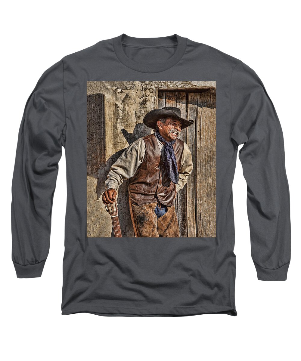Cowboy Long Sleeve T-Shirt featuring the photograph Music Soothes the Soul by Jack Milchanowski