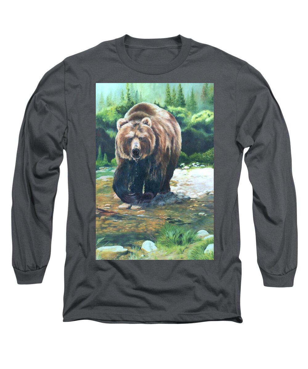 Lori Brackett Long Sleeve T-Shirt featuring the painting My Bear of a Painting by Lori Brackett