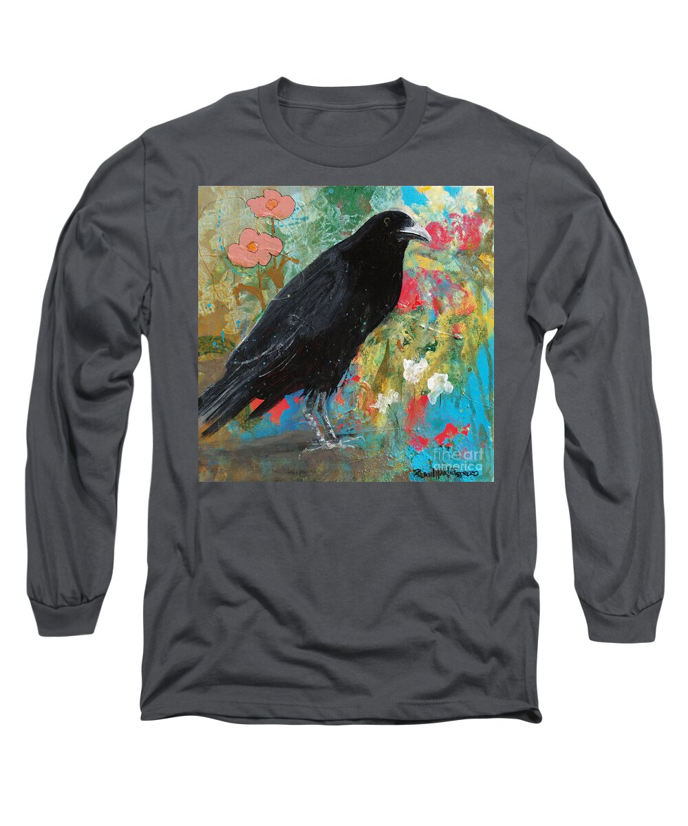 Crow Long Sleeve T-Shirt featuring the painting Mystery at Every Turn by Robin Pedrero