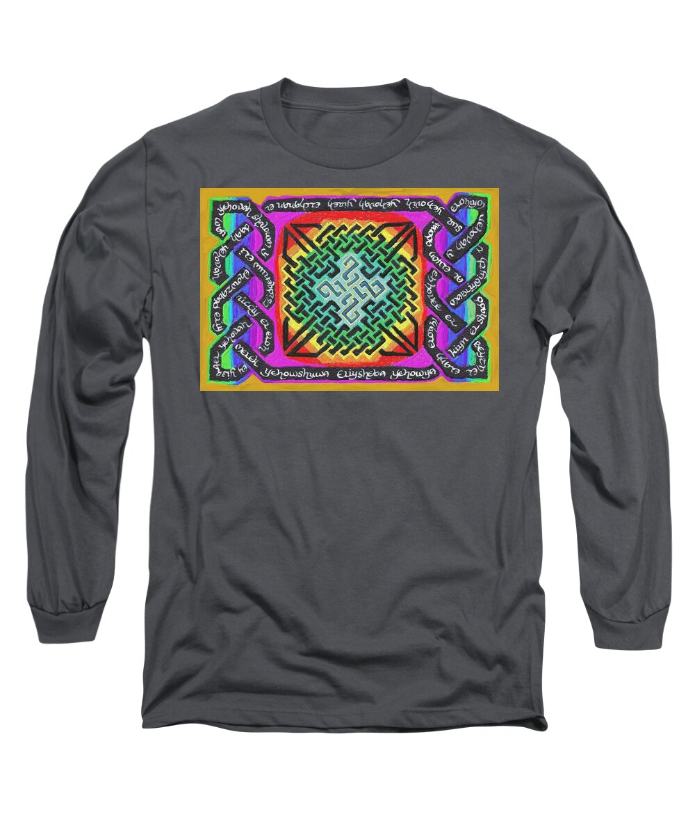 Celtic Long Sleeve T-Shirt featuring the painting Names of YHWH by Hidden Mountain