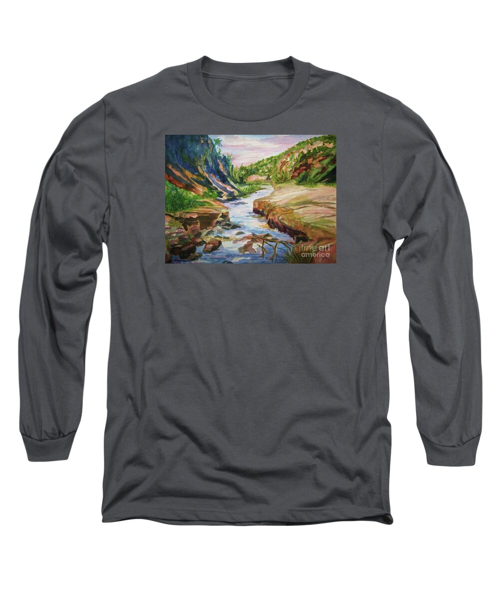 New Mexico Long Sleeve T-Shirt featuring the painting New Mexico's Beauty by Ellen Levinson