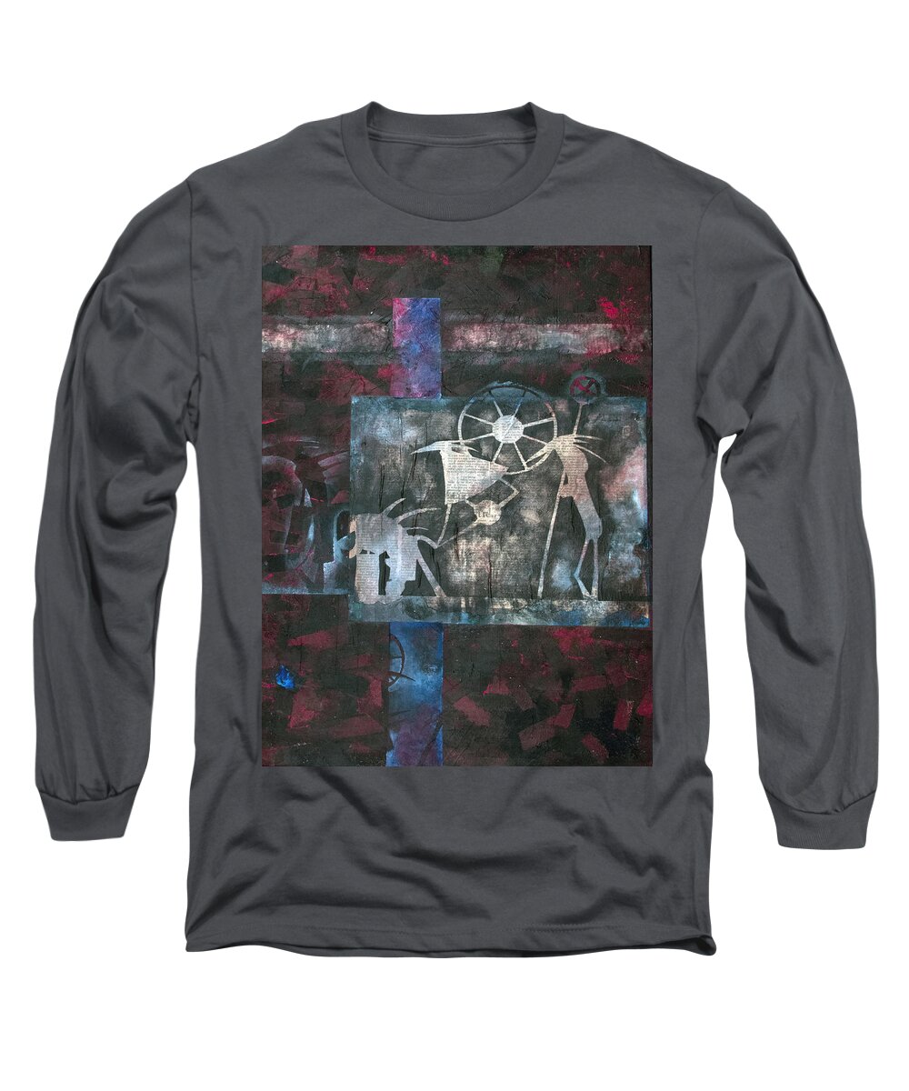 Cosmos Long Sleeve T-Shirt featuring the painting Nightmare by Sean Parnell