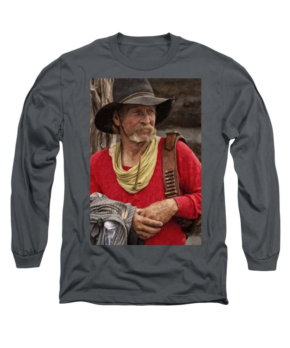 Cowboy Long Sleeve T-Shirt featuring the digital art Now What by Jack Milchanowski