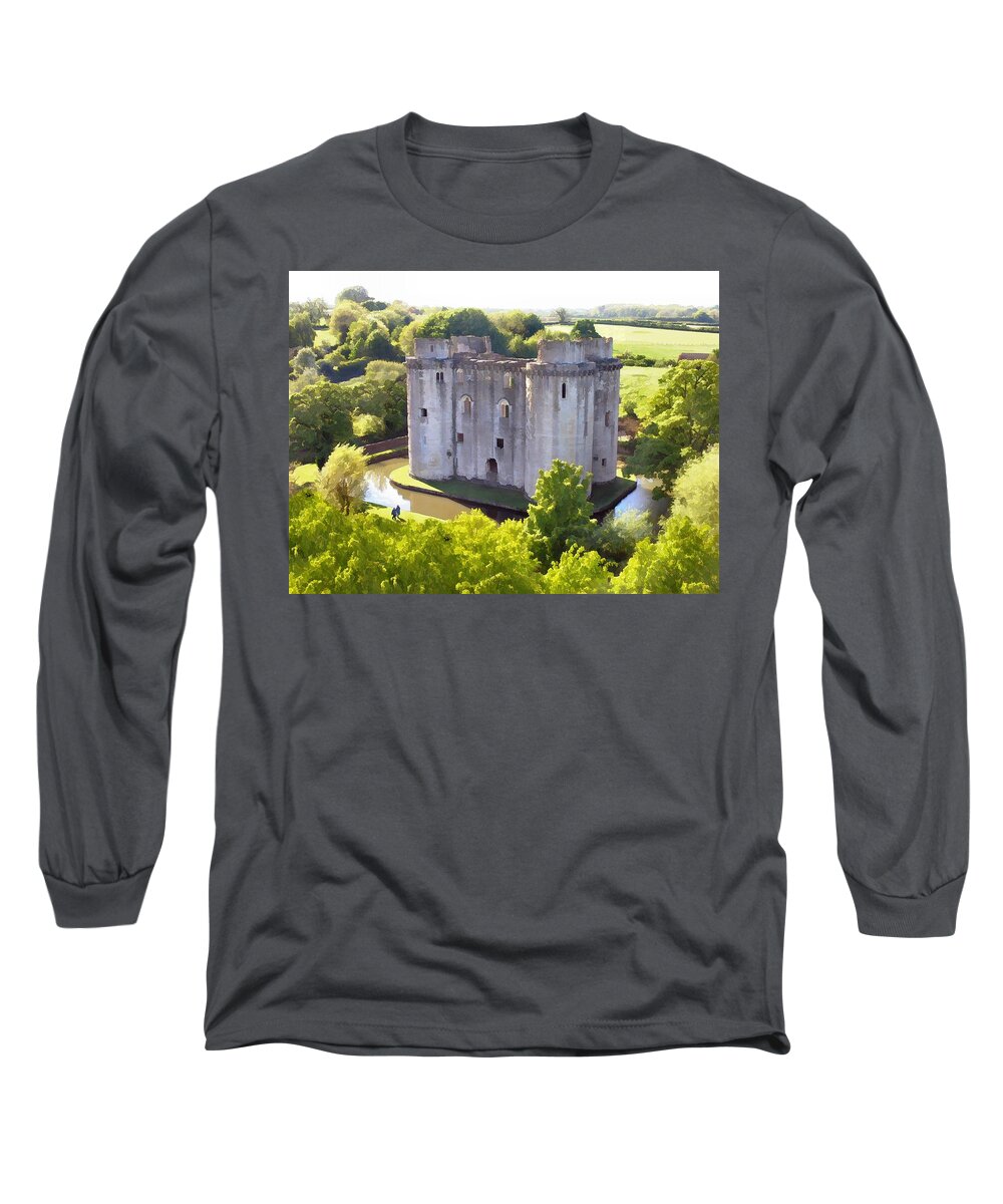 Nunney Long Sleeve T-Shirt featuring the photograph Nunney Castle Painting by Ron Harpham