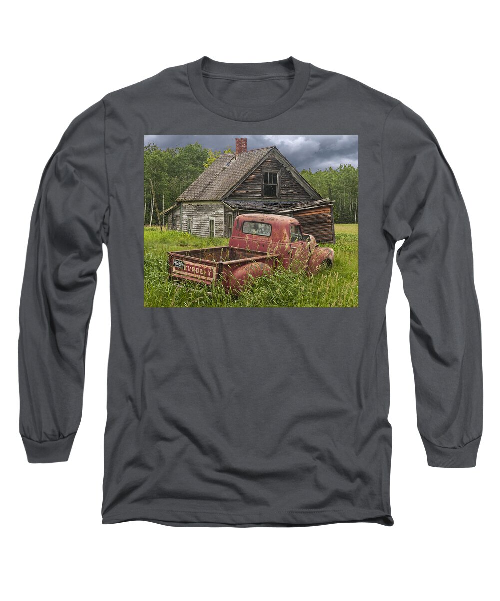 Composite Long Sleeve T-Shirt featuring the photograph Old Abandoned Homestead and Truck by Randall Nyhof