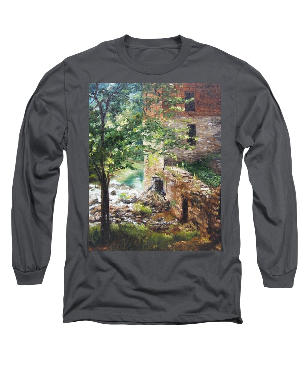 Water Long Sleeve T-Shirt featuring the painting Old Mill Stream I by Lori Brackett