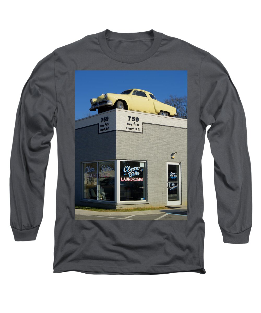 Hdr Long Sleeve T-Shirt featuring the photograph Old Studebaker Building by Charles Hite