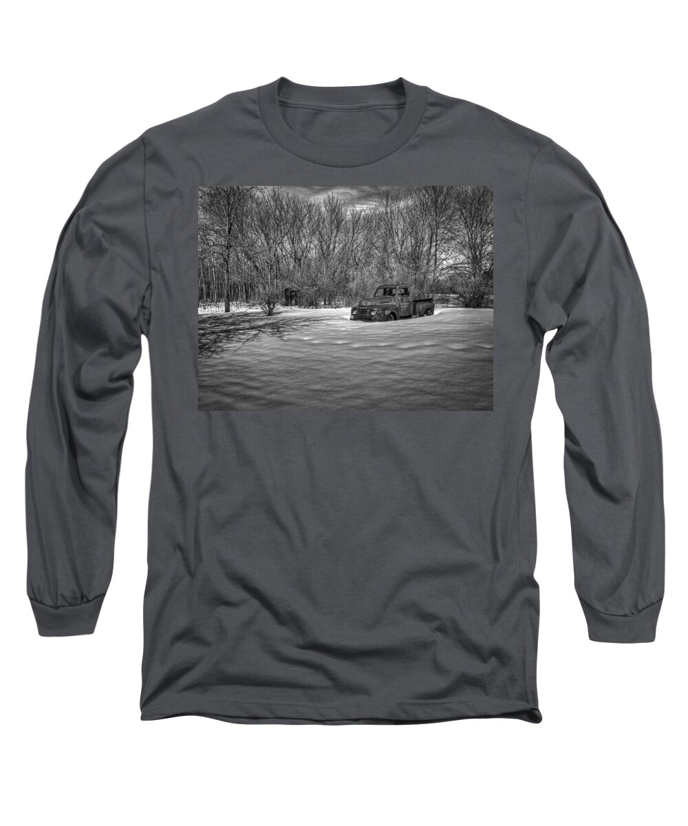 Ford Truck Long Sleeve T-Shirt featuring the photograph Old Timer In The Snow by Thomas Young