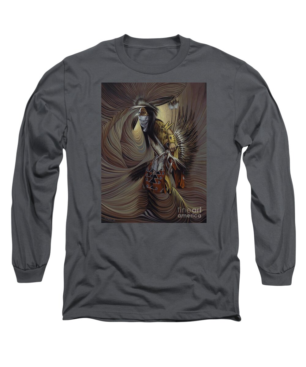 Native-american Long Sleeve T-Shirt featuring the painting On Sacred Ground Series IIl by Ricardo Chavez-Mendez