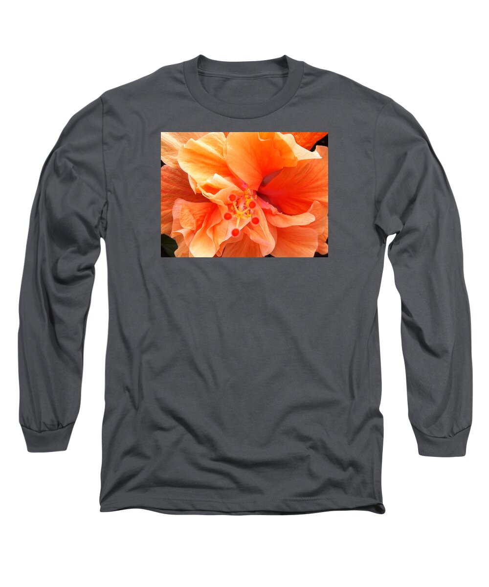 Karen Zuk Rosenblatt Art And Photography Long Sleeve T-Shirt featuring the photograph Orange Hibiscus by Karen Zuk Rosenblatt