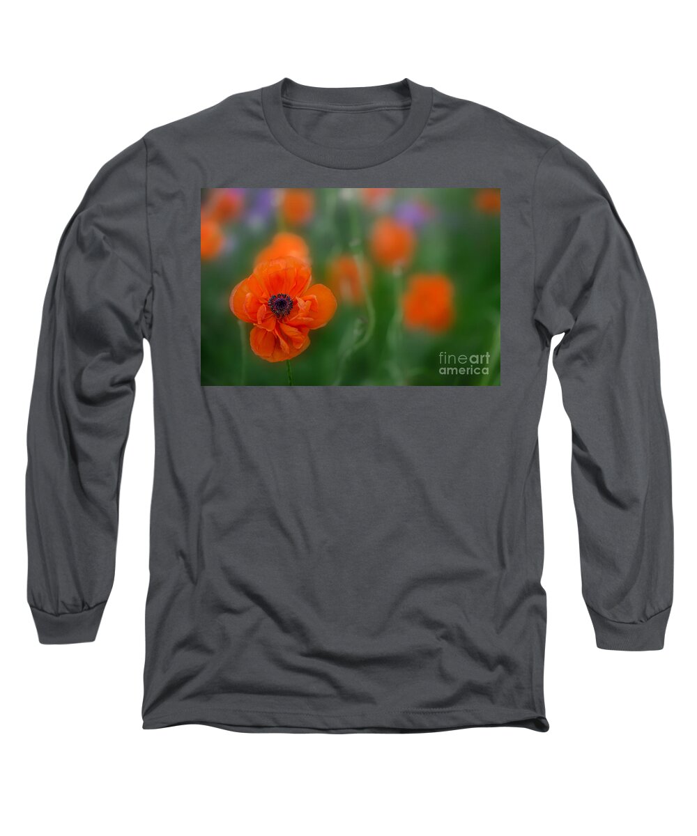 Flower Long Sleeve T-Shirt featuring the photograph Orange Poppy by Michael Arend