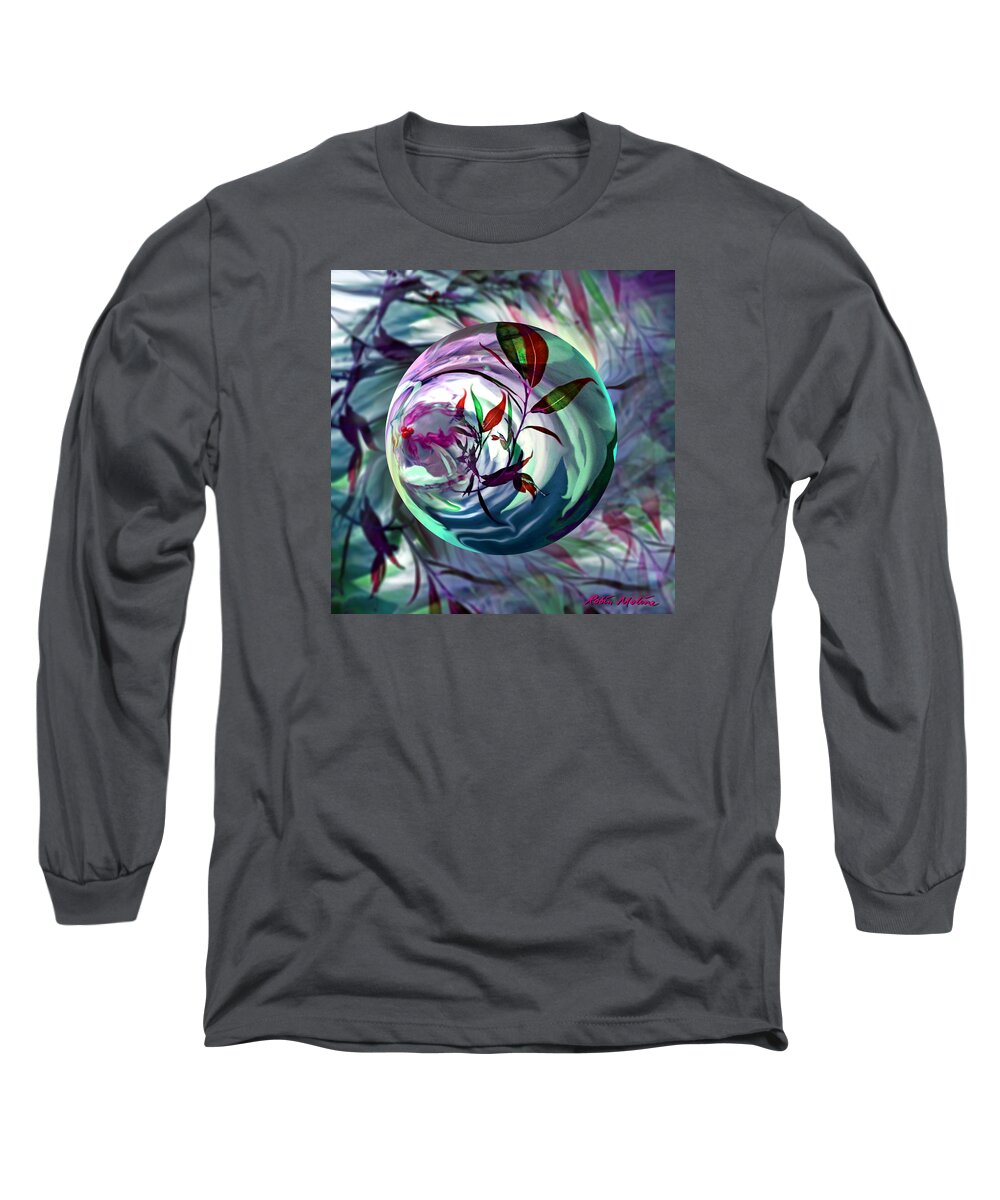 Cranberries Long Sleeve T-Shirt featuring the digital art Orbiting Cranberry Dreams by Robin Moline