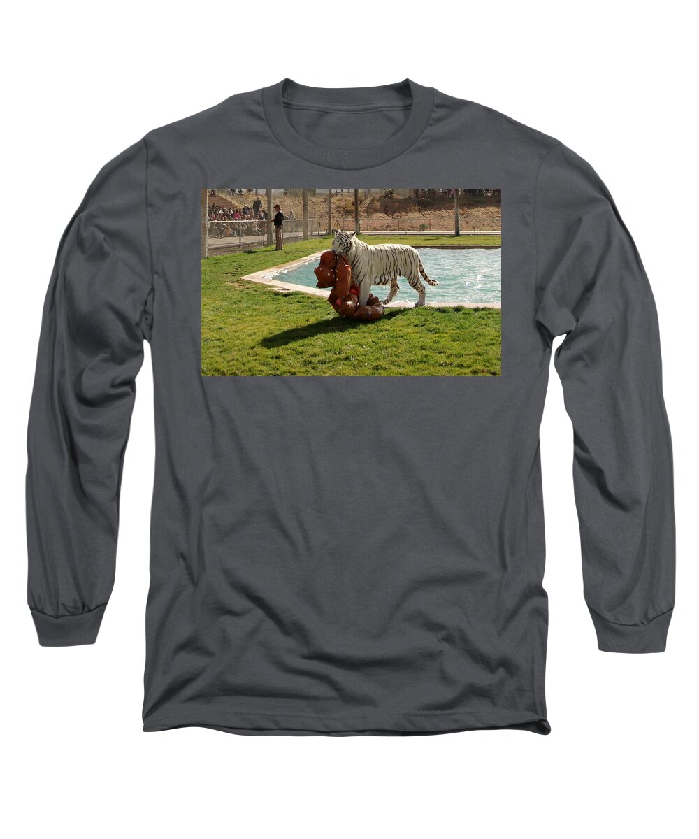 Tiger Long Sleeve T-Shirt featuring the photograph Out of Africa Tiger Splash 2 by Phyllis Spoor