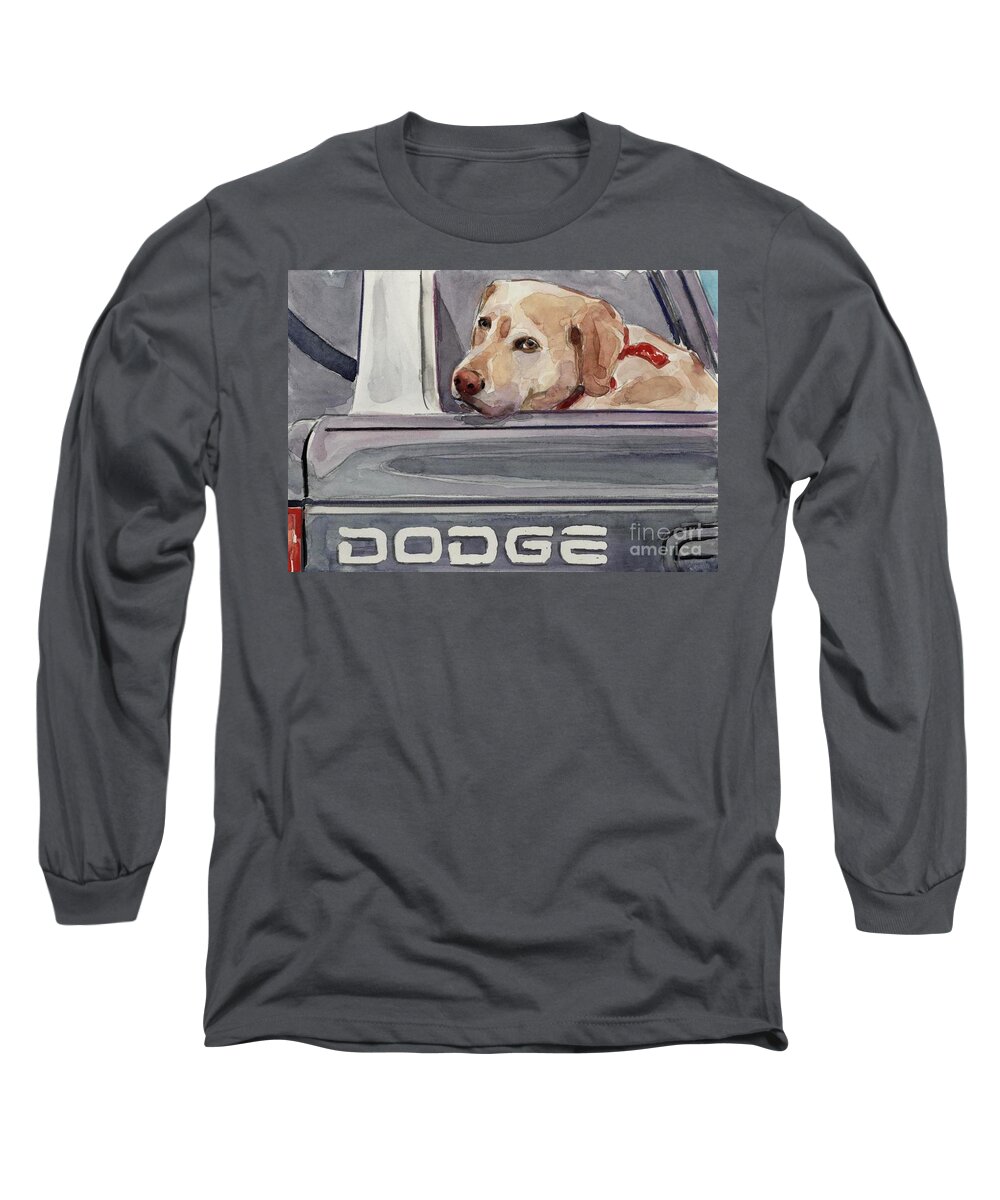 Yellow Dog Long Sleeve T-Shirt featuring the painting Out of Dodge by Molly Poole