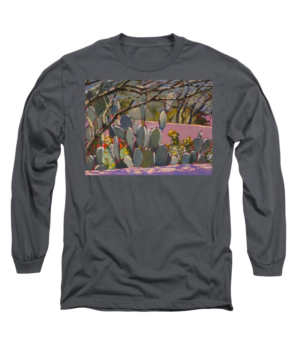  Group Long Sleeve T-Shirt featuring the painting Over the Garden Wall by Bill Tomsa
