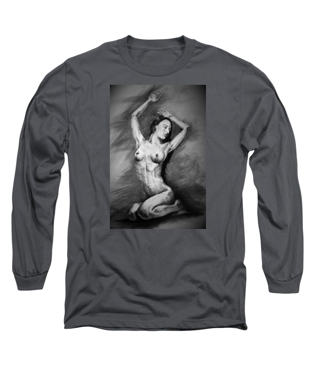 Erotic Long Sleeve T-Shirt featuring the drawing Page 23 by Dimitar Hristov