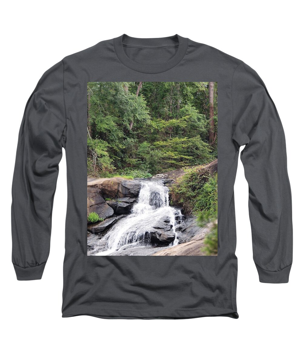 Waterfall Long Sleeve T-Shirt featuring the photograph Peaceful Retreat by Aaron Martens