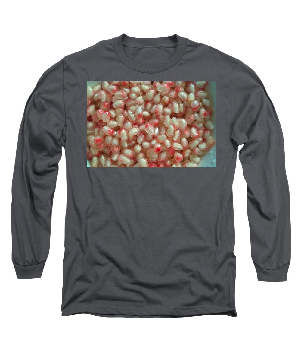 Pomegranate Long Sleeve T-Shirt featuring the photograph Pearly Pomegranate Seeds by Tikvah's Hope