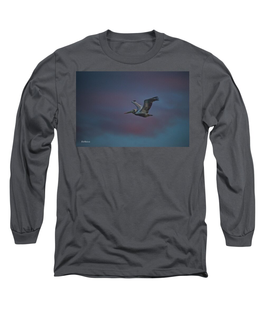 Pelican Long Sleeve T-Shirt featuring the photograph Pelican On the Wing by Bill Roberts