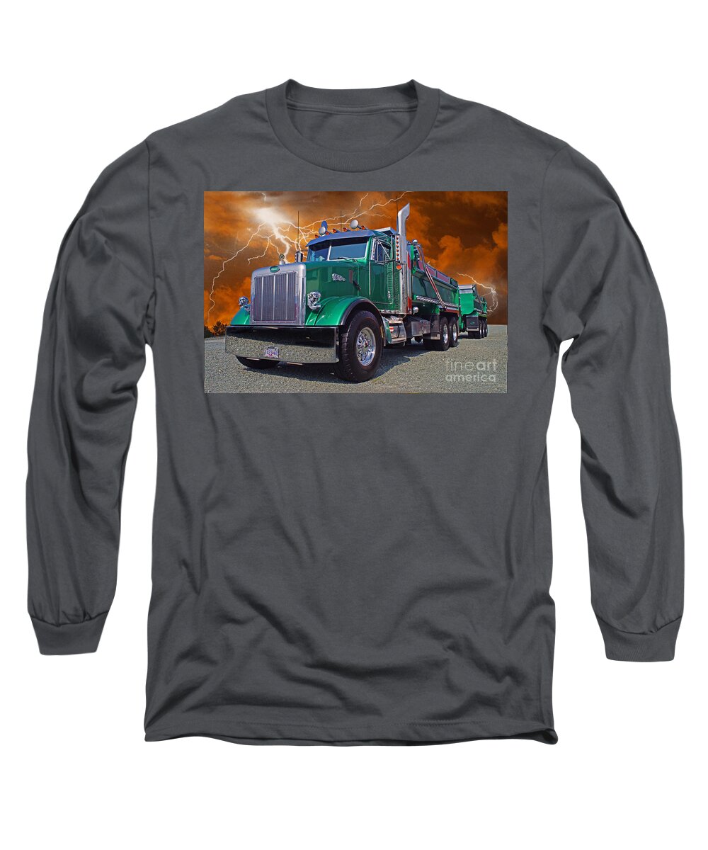 Trucks Long Sleeve T-Shirt featuring the photograph Peterbilt truck and Pony CATR0278-12B by Randy Harris