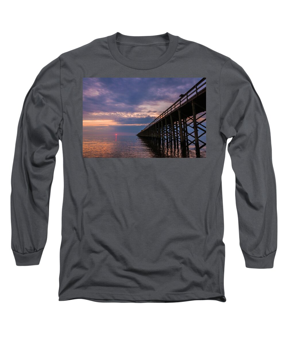 New Jersey Long Sleeve T-Shirt featuring the photograph Pier to the Horizon by Kristopher Schoenleber