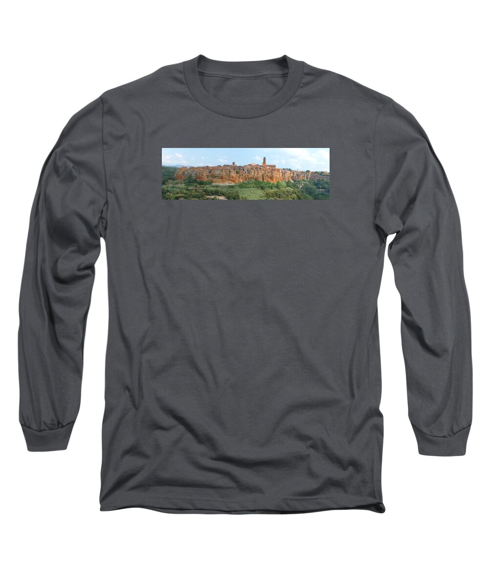 Pitigliano Long Sleeve T-Shirt featuring the photograph Pitigliano Panorama by Alan Socolik