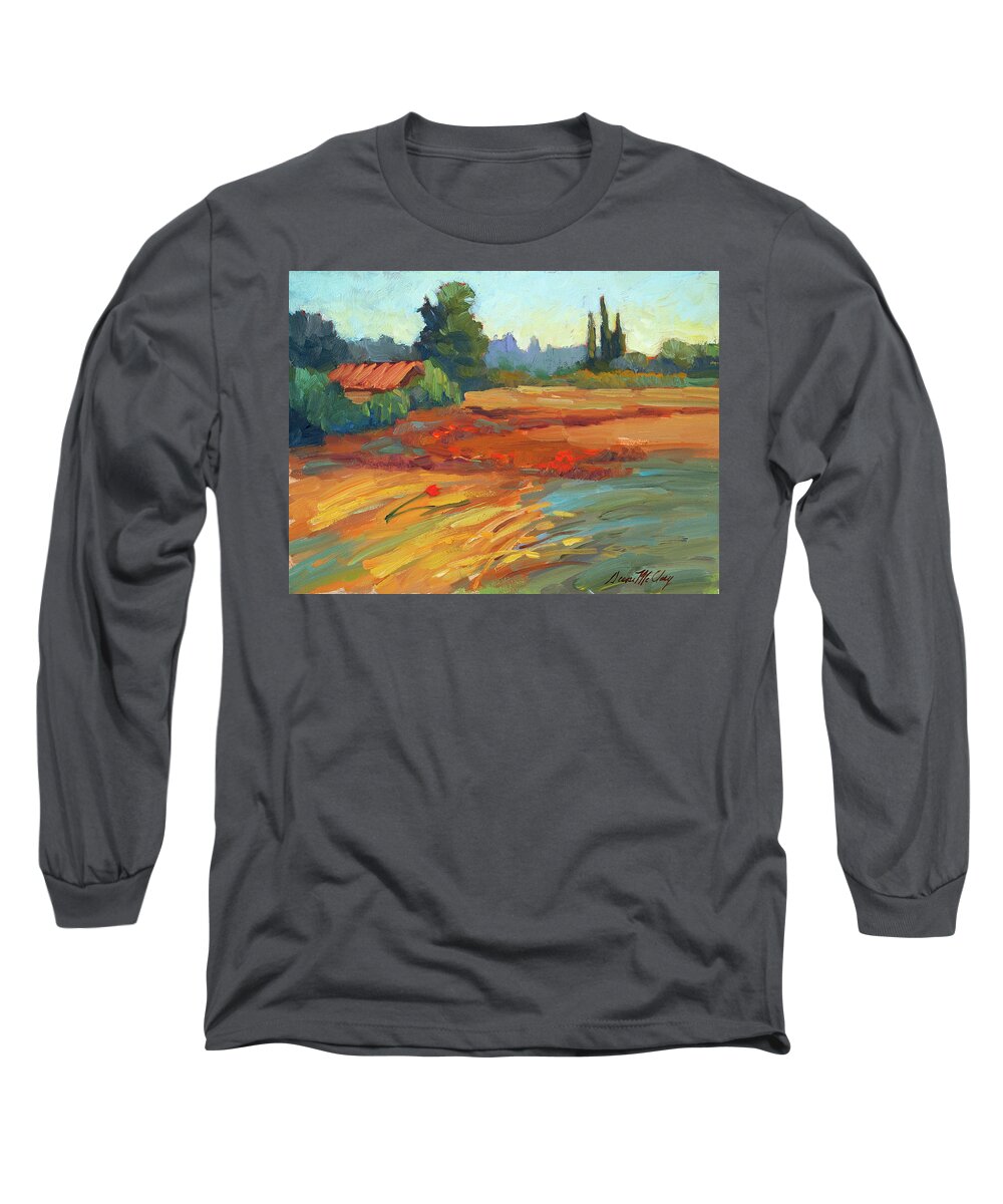 Poppies Long Sleeve T-Shirt featuring the painting Poppies Bedoin Provence by Diane McClary