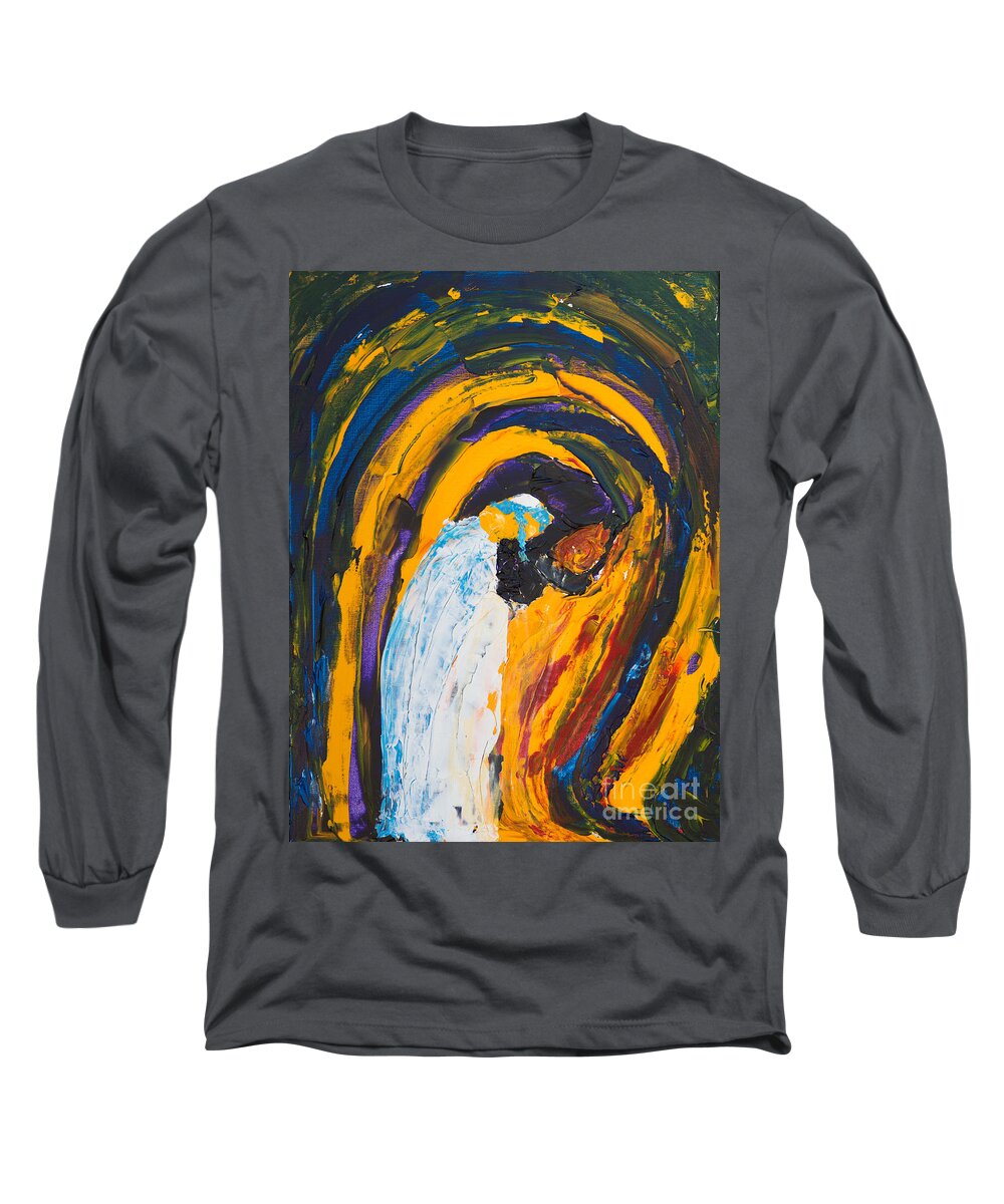 Jewish Art Long Sleeve T-Shirt featuring the painting Prayer by Walt Brodis
