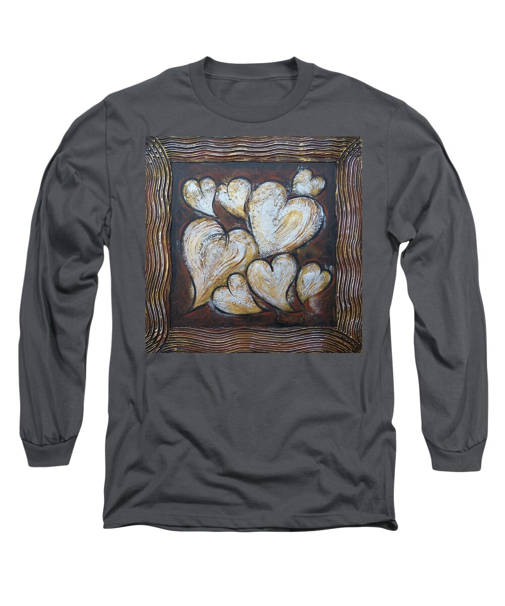 Heart Long Sleeve T-Shirt featuring the painting Precious Hearts 301110 by Selena Boron