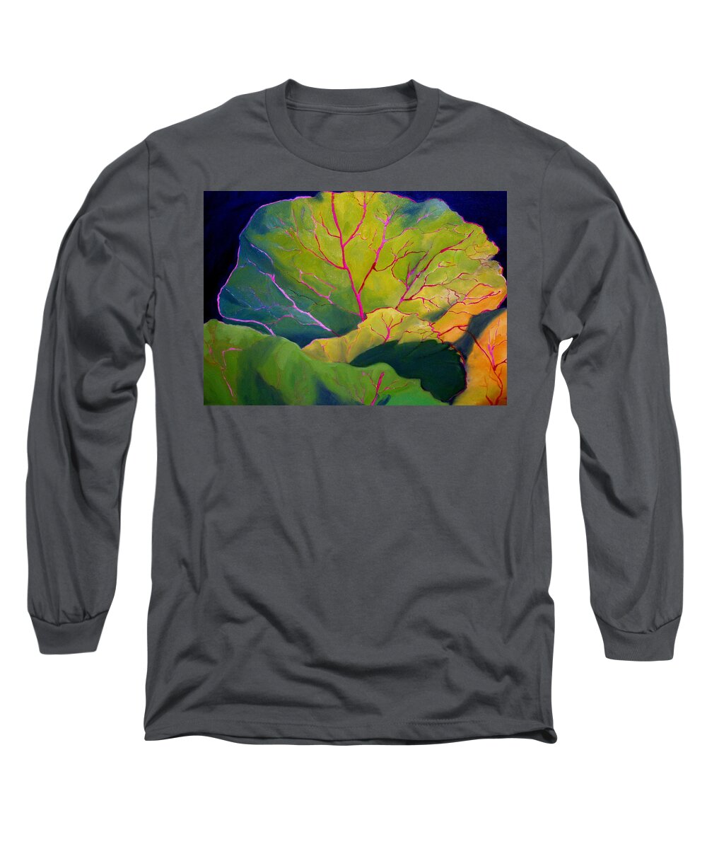Vegetables Long Sleeve T-Shirt featuring the painting Purple Cabbage at Sunrise by Maria Hunt