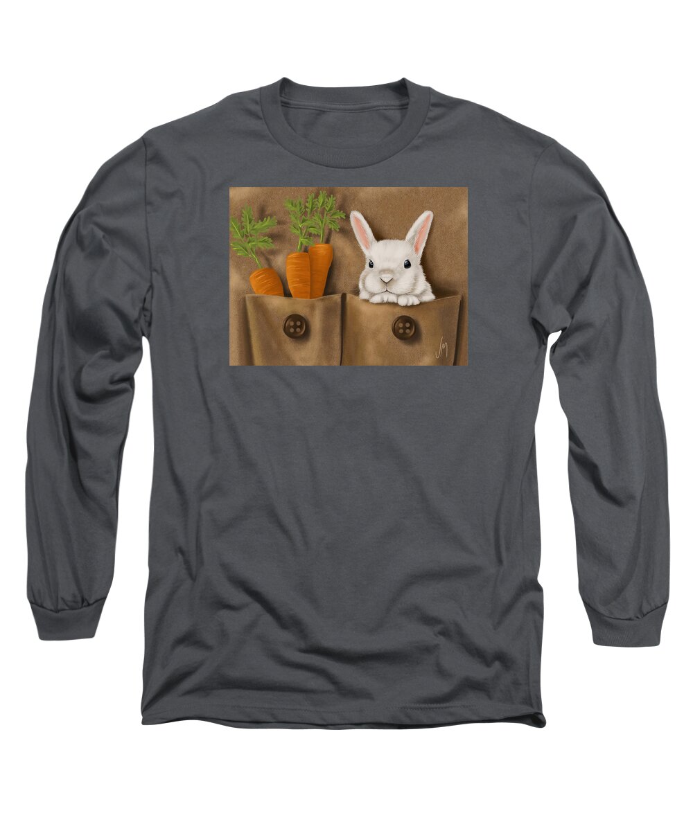 Rabbit Long Sleeve T-Shirt featuring the painting Rabbit hole by Veronica Minozzi