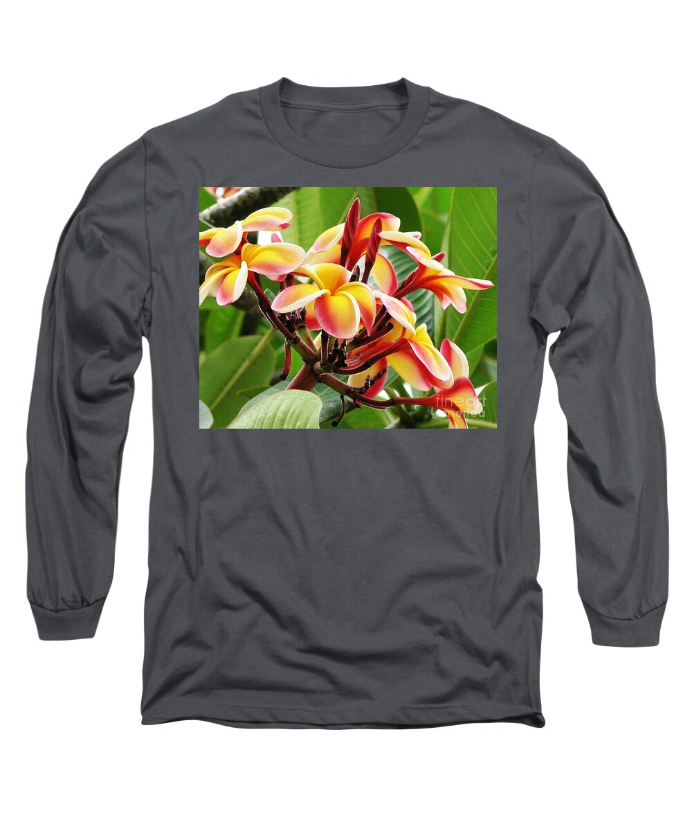 Rainbow Long Sleeve T-Shirt featuring the photograph Rainbow Plumeria - 1 by Mary Deal
