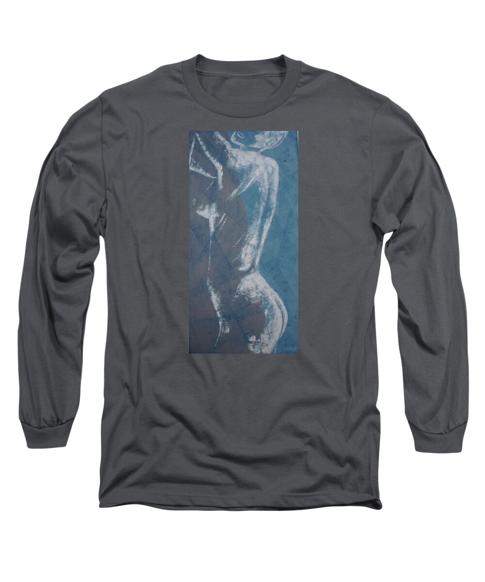 Nude Lady Long Sleeve T-Shirt featuring the painting Reaching by Sunel De Lange