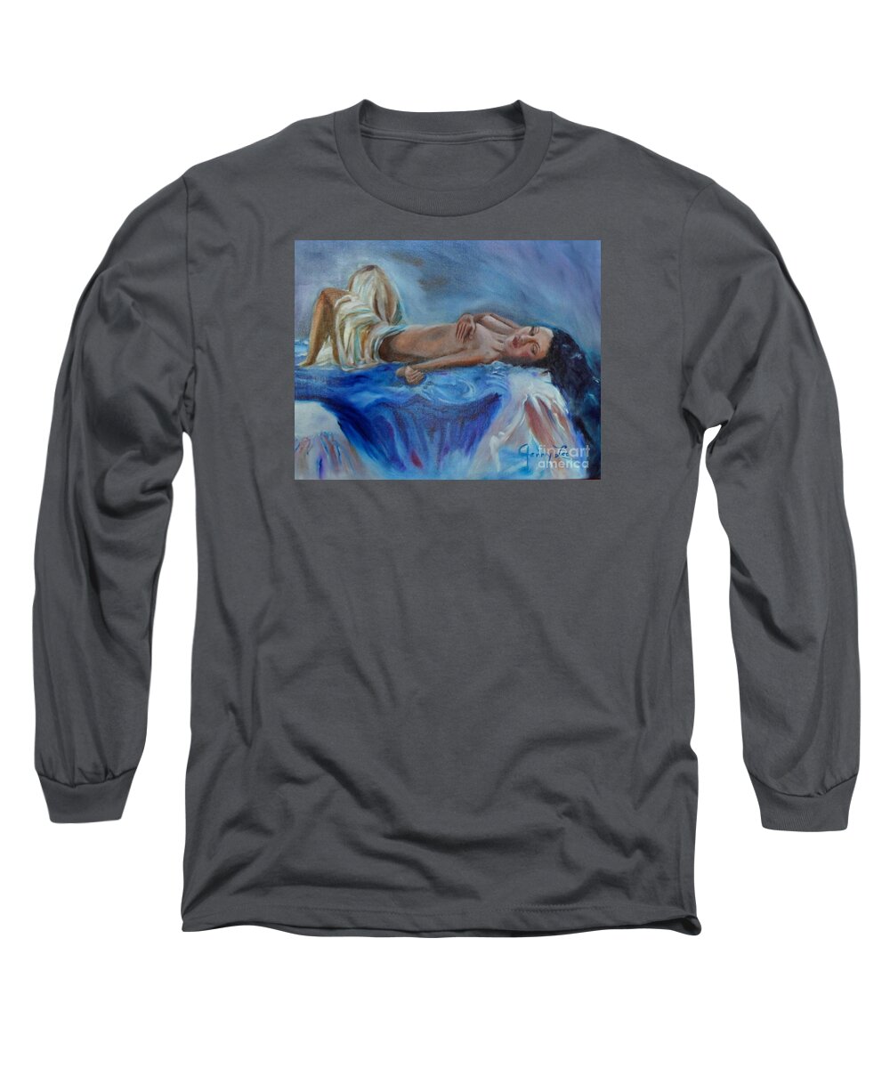 Sleeping Beauty Long Sleeve T-Shirt featuring the painting Reclining Beauty 111 by Jenny Lee