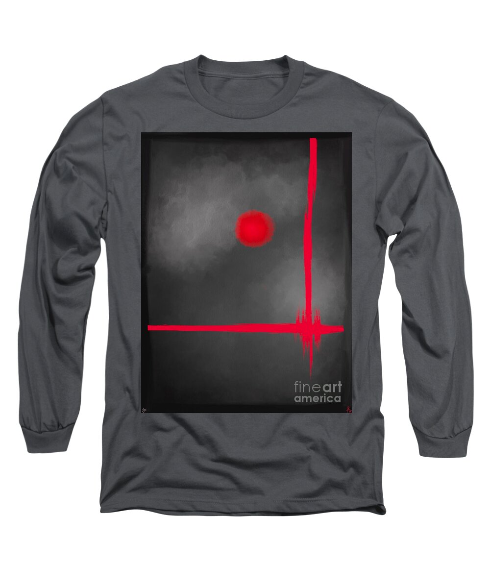 Red Dot Long Sleeve T-Shirt featuring the painting Red Dot by Anita Lewis