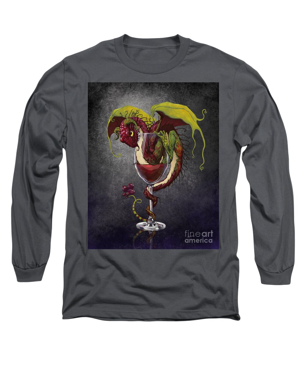 Dragon Long Sleeve T-Shirt featuring the digital art Red Wine Dragon by Stanley Morrison